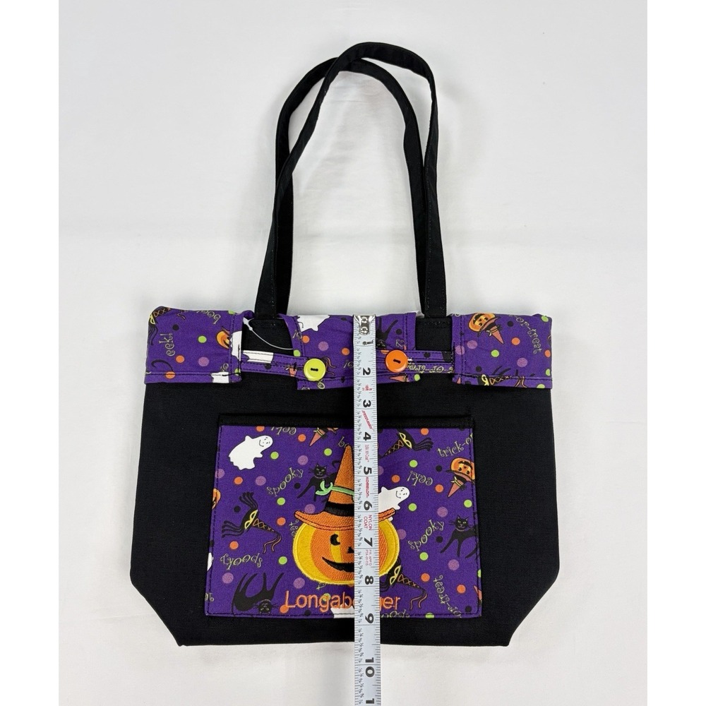 Vintage Longaberger Happy Halloween Small Shopper Tote Bag New Purple Pumpkin - Picture 7 of 9